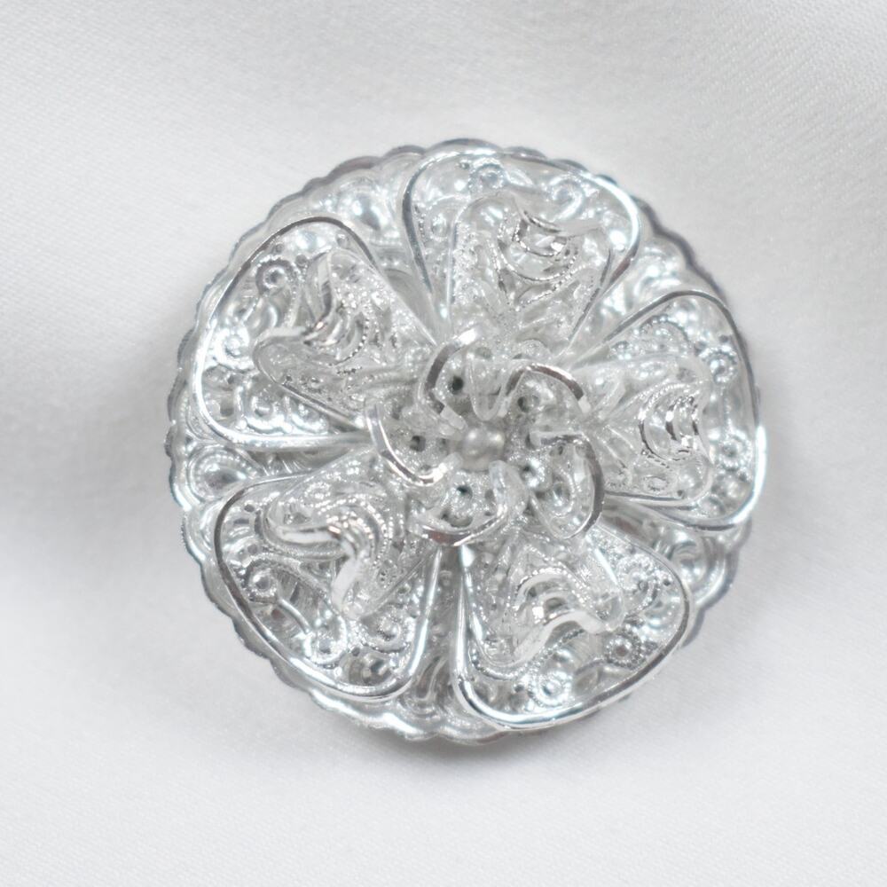 Vintage Silver Filigree Scarf Clip West Germany Ornate MCM Victorian Cottagecore